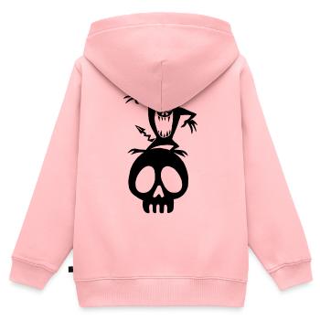Skull and Black Demon - Kids Premium Organic Zip-up Hoodie - rose - Back - AI Model Kid Female (0cm)