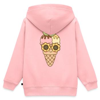 Eis - Kinder Premium Organic Zip Hoodie - Rosa - Hinten - AI Model Kid Female (0cm)