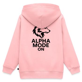 Alpha-Modus An - Kinder Premium Organic Zip Hoodie - Rosa - Hinten - AI Model Kid Female (0cm)