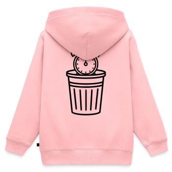 Wecker im Mülleimer Zeit - Kinder Premium Organic Zip Hoodie - Rosa - Hinten - AI Model Kid Female (0cm)