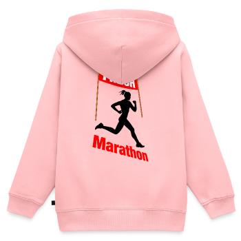 Frauen-Marathon-Ziel – Rennsieg - Kinder Premium Organic Zip Hoodie - Rosa - Hinten - AI Model Kid Female (0cm)