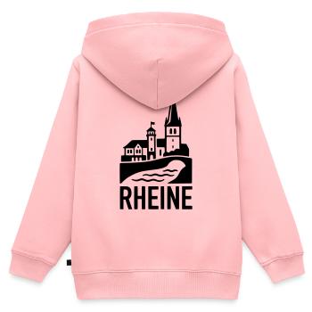 Silhouette du Rin - Sweat Premium à capuche zippé enfant bio - rose - Dos - AI Model Kid Female (0cm)