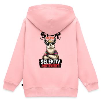 Selektiv Motiviert Lama Shirt - Kinder Premium Organic Zip Hoodie - Rosa - Hinten - AI Model Kid Female (0cm)