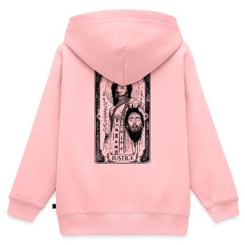 Gerechtigkeit – Judith & Holofernes Tarotkartenaufkleber - Kinder Premium Organic Zip Hoodie - Rosa - Hinten - AI Model Kid Female (0cm)