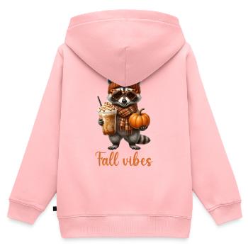 Herbstvibes Waschbär mit Kürbis und Kaffee - Kinder Premium Organic Zip Hoodie - Rosa - Hinten - AI Model Kid Female (0cm)
