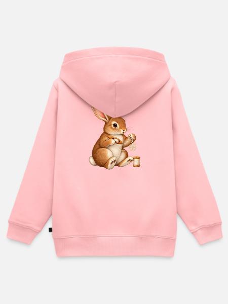 Kaninchen knüpft Occhi-Spitze - Kinder Premium Organic Zip Hoodie - Rosa