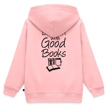 Books Bücher Buch Lesen Leser Geschenk Spruch - Kinder Premium Organic Zip Hoodie - Rosa - Hinten - AI Model Kid Female (0cm)