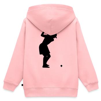 Golferin mit Golfball beim Abschlag - Kinder Premium Organic Zip Hoodie - Rosa - Hinten - AI Model Kid Female (0cm)