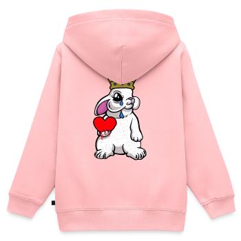 Hase König Herz Fantasy Kaninchen Fantasy Nager - Kinder Premium Organic Zip Hoodie - Rosa - Hinten - AI Model Kid Female (0cm)