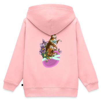 Hase_auf_Ei_rosa_im Jugendstil gemalt - Kinder Premium Organic Zip Hoodie - Rosa - Hinten - AI Model Kid Female (0cm)