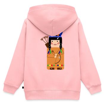 Kleiner indianischer gefiederter Krieger - Kinder Premium Organic Zip Hoodie - Rosa - Hinten - AI Model Kid Female (0cm)