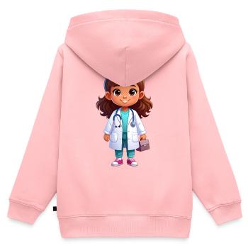 Kleine Ärztin mit Stethoskop & Kittel – Medizin - Kinder Premium Organic Zip Hoodie - Rosa - Hinten - AI Model Kid Female (0cm)