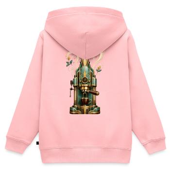 Art Deco Steampunk-Kaffeemaschine - Kinder Premium Organic Zip Hoodie - Rosa - Hinten - AI Model Kid Female (0cm)