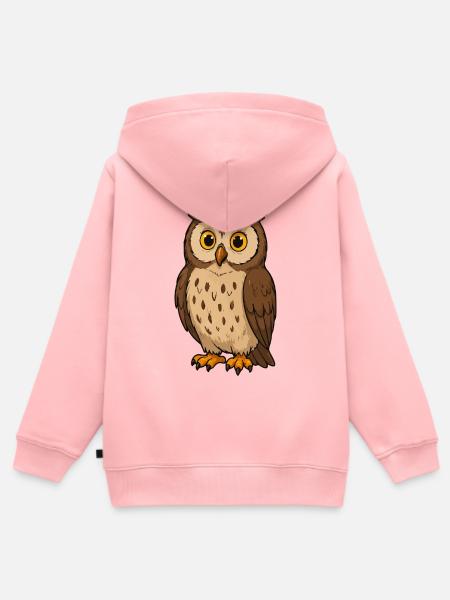 Süße Eule Illustration - Kinder Premium Organic Zip Hoodie - Rosa