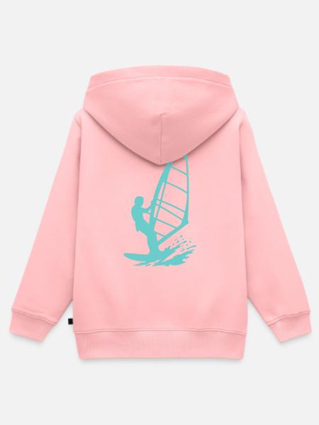 Windsurfer Silhouette im Meer - Kinder Premium Organic Zip Hoodie - Rosa