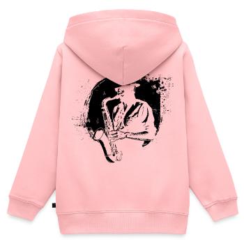 Saxophonist - Kinder Premium Organic Zip Hoodie - Rosa - Hinten - AI Model Kid Female (0cm)