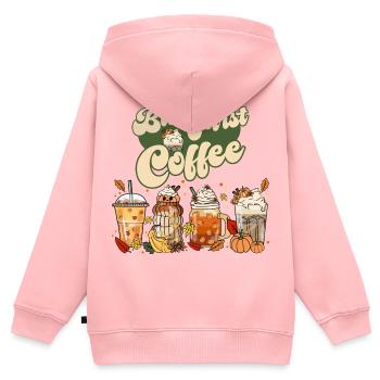 But first Coffee - Pumpkin Spice Latte Retro - Kids Premium Organic Zip-up Hoodie - rose - Back - AI Model Kid Female (0cm)