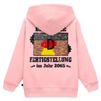 Chantier Allemagne - Sweat Premium à capuche zippé enfant bio - rose - Dos - AI Model Kid Female (0cm)