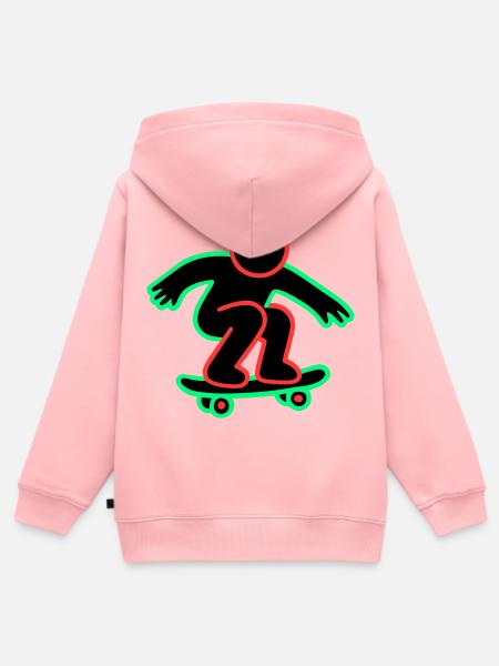 Neon Skateboarder Linienkunst - Kinder Premium Organic Zip Hoodie - Rosa