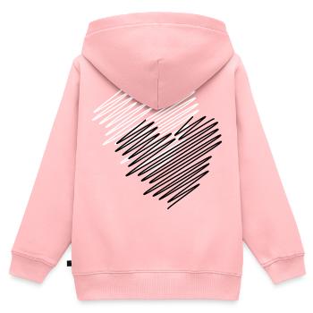 Zwei Herzen Scribble - Kinder Premium Organic Zip Hoodie - Rosa - Hinten - AI Model Kid Female (0cm)