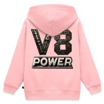 Puissance du V8 - Sweat Premium à capuche zippé enfant bio - rose - Dos - AI Model Kid Female (0cm)