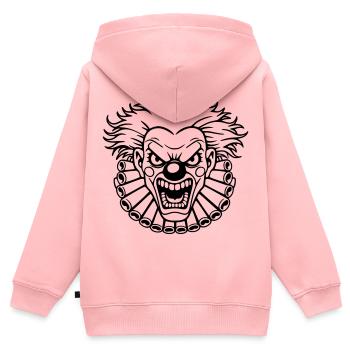 clown méchant  - Sweat Premium à capuche zippé enfant bio - rose - Dos - AI Model Kid Female (0cm)