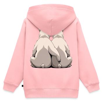 Zwei weiße Bären Rücken an Rücken - Kinder Premium Organic Zip Hoodie - Rosa - Hinten - AI Model Kid Female (0cm)