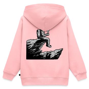 Astronaute Café Espace Falaise - Sweat Premium à capuche zippé enfant bio - rose - Dos - AI Model Kid Female (0cm)
