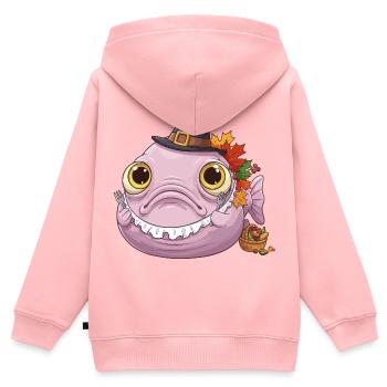Lustiger Blobfisch - Herbst und Erntedank - Kinder Premium Organic Zip Hoodie - Rosa - Hinten - AI Model Kid Female (0cm)