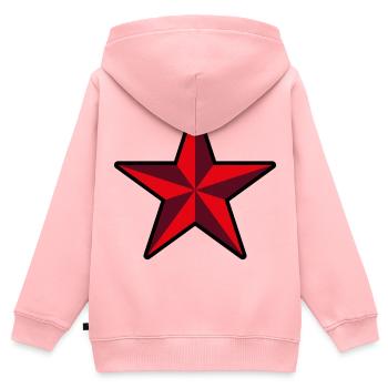Roter Stern (Revolution / Outline / 3C) - Kinder Premium Organic Zip Hoodie - Rosa - Hinten - AI Model Kid Female (0cm)