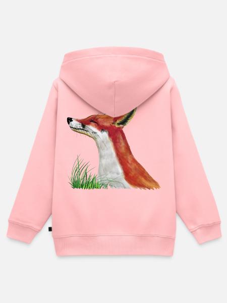 Fuchs schnuppert im Gras - Kinder Premium Organic Zip Hoodie - Rosa