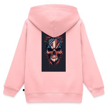 american flaghand drawn face evil death skull - Kinder Premium Organic Zip Hoodie - Rosa - Hinten - AI Model Kid Female (0cm)