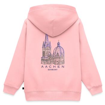Aachener Dom, Aachen, Deutschland - Kinder Premium Organic Zip Hoodie - Rosa - Hinten - AI Model Kid Female (0cm)