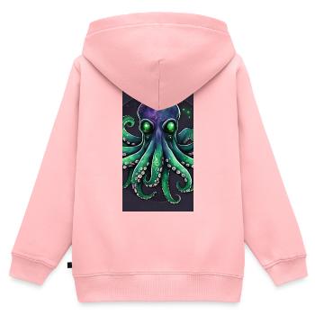 Octopus cosmique émeraude - Sweat Premium à capuche zippé enfant bio - rose - Dos - AI Model Kid Female (0cm)