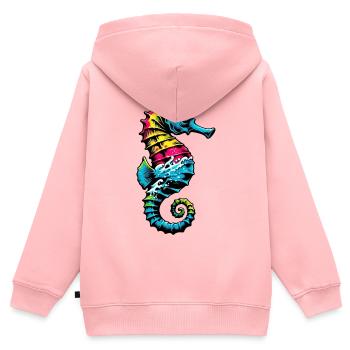 Hippocampe - Sweat Premium à capuche zippé enfant bio - rose - Dos - AI Model Kid Female (0cm)