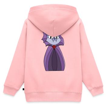 Vampirkatze im lila Umhang - Kinder Premium Organic Zip Hoodie - Rosa - Hinten - AI Model Kid Female (0cm)