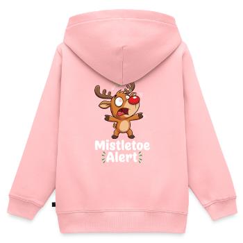 Rentier mit Mistelzweig - Kinder Premium Organic Zip Hoodie - Rosa - Hinten - AI Model Kid Female (0cm)