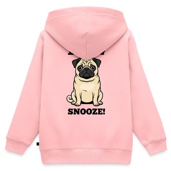 Chien Carlin Pug Snooze Canin Companion - Sweat Premium à capuche zippé enfant bio - rose - Dos - AI Model Kid Female (0cm)