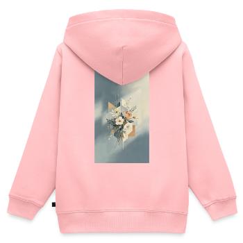 Art botanique géométrique élégant - Sweat Premium à capuche zippé enfant bio - rose - Dos - AI Model Kid Female (0cm)