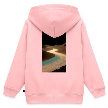 Fluss des goldenen Lichts  - Kinder Premium Organic Zip Hoodie - Rosa - Hinten - AI Model Kid Female (0cm)
