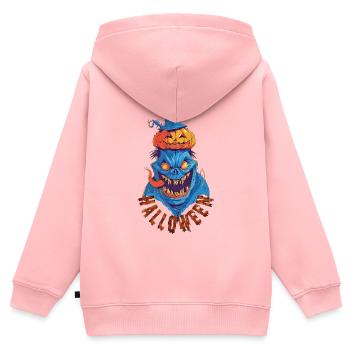 Halloween Blaues Monster – Gruseliger Kürbis-Dämon - Kinder Premium Organic Zip Hoodie - Rosa - Hinten - AI Model Kid Female (0cm)