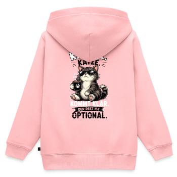 Kaffee Katze Der Rest Ist Optional Lustiger Spruch - Kinder Premium Organic Zip Hoodie - Rosa - Hinten - AI Model Kid Female (0cm)