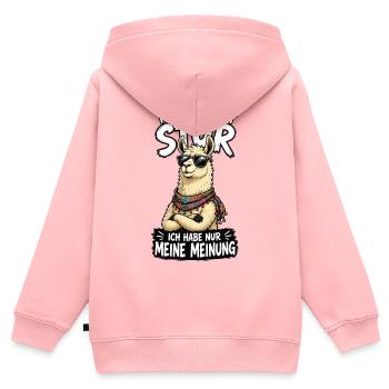 Nicht Stur Lama Meinung Shirt - Kinder Premium Organic Zip Hoodie - Rosa - Hinten - AI Model Kid Female (0cm)