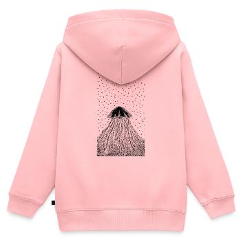 Méduse Minimaliste Noir et Blanc - Sweat Premium à capuche zippé enfant bio - rose - Dos - AI Model Kid Female (0cm)