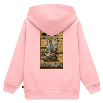 Der Bürohengst – zwischen Kaffee und Kalender - Kinder Premium Organic Zip Hoodie - Rosa - Hinten - AI Model Kid Female (0cm)