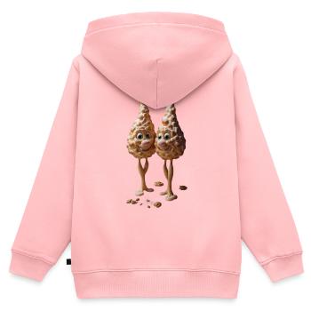 Fröhliche Crumble Pals - Kinder Premium Organic Zip Hoodie - Rosa - Hinten - AI Model Kid Female (0cm)