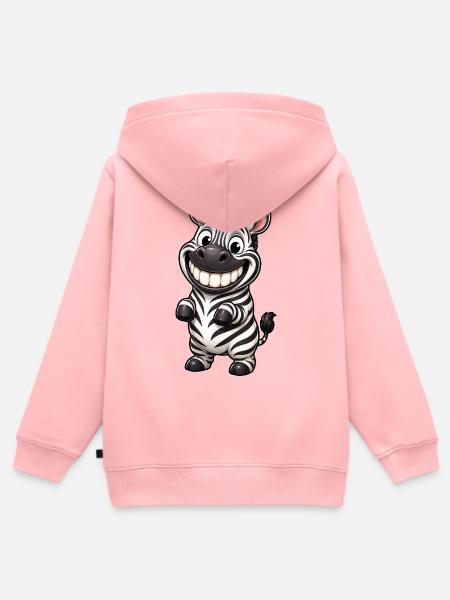 Lustiges Grinsen Zebra Comic Cartoon - Kinder Premium Organic Zip Hoodie - Rosa