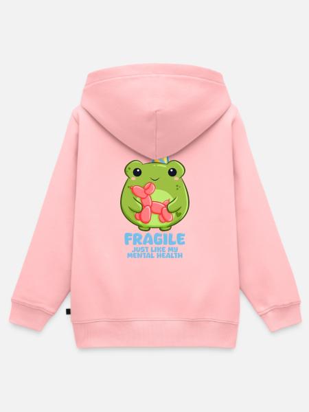Achtung zerbrechlich Frosch mit Partyhut - Kinder Premium Organic Zip Hoodie - Rosa