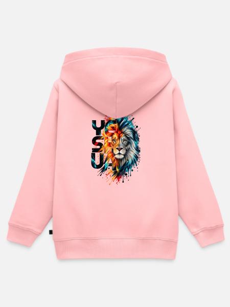 YESHUA – Löwe von Juda | Christliches Design - Kinder Premium Organic Zip Hoodie - Rosa