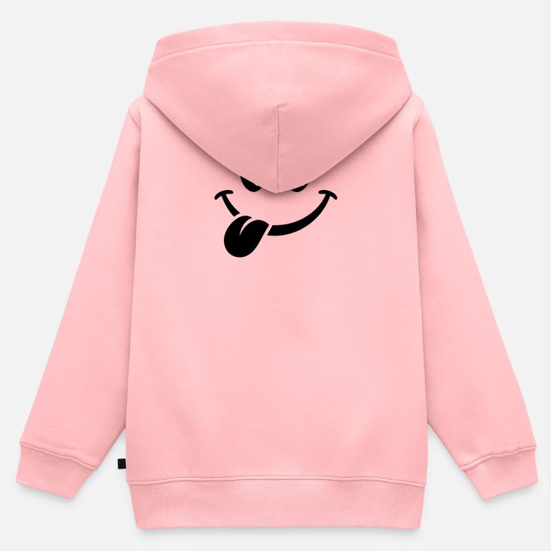 Silhouette des yeux minimalistes - Sweat Premium à capuche zippé enfant bio - rose